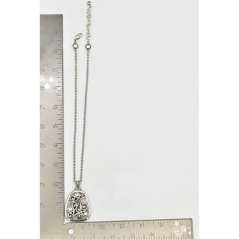 Brighton Adara Reversible Pendant Necklace Gold Silver Plated Chain Signed BinBJ